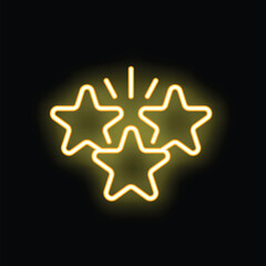 Poster - Neon sign showing three stars shining, concept of success, achievement, rating and feedback