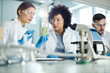 © Goran - Two female chemists analyzing liquid in a beaker while working in a laboratory.