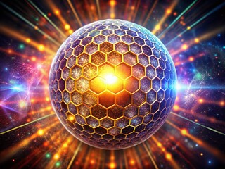 Poster - Luminous Cellular Sphere: Abstract Energy Hexagon Light