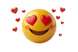 The smiling emoji with heart eyes and love emoji on a Transparent background.