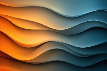 Poster - Futuristic Gradient Background in Dark Blue and Orange Waves for Creative Design