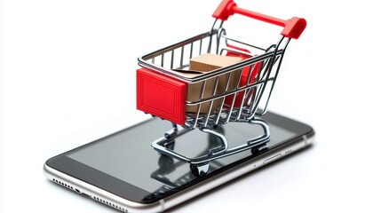 Poster - a close-up of a smartphone screen showing a fashion website s checkout page with items in the shoppi