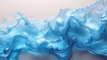 Wall Mural - Abstract Blue Water Waves Splashing Bubbles