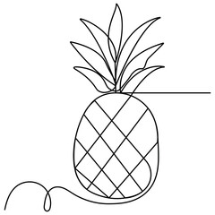 Wall Mural - Pineapple  icon  continuous one line drawing  outline vector illustration