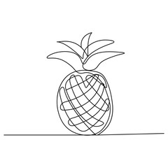 Wall Mural - Pineapple  icon  continuous one line drawing  outline vector illustration