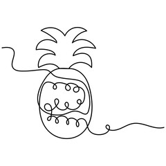 Wall Mural - Pineapple  icon  continuous one line drawing  outline vector illustration