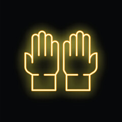 Poster - Glowing neon line medical gloves icon isolated on black background vector illustration