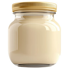 Realistic Transparent Glass Baby Food Jar Isolated on Clear Background, Generative AI