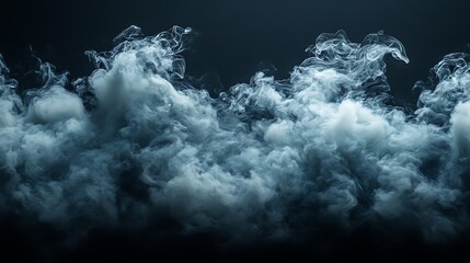 Wall Mural - White Smoke Billows Against Dark Background