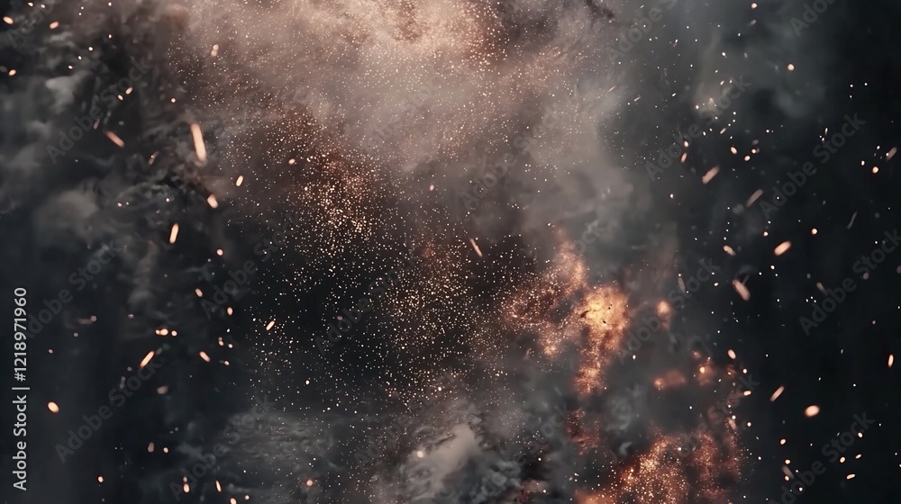 Homer Explode Background Ilustração Fiery explosion, dark sky, sparks, smoke, destruction ...