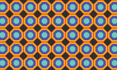 Fototapete - Vector seamless pattern. Modern stylish texture with pastel color vintage octagonal. Repeating geometric octagonal grid. Simple graphic design.