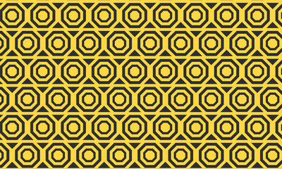 Fototapete - Vector seamless pattern. Modern stylish texture with monochrome octagonal. Repeating geometric octagonal grid. Simple graphic design black and yellow.
