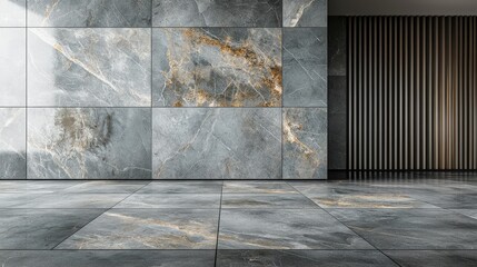 Poster - Spacious room featuring a large marble floor with natural light illuminating the interior design