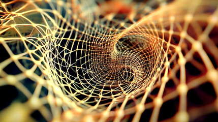 Poster - Abstract swirling network, intricate gold mesh design.  Perfect for technology, connectivity, or futuristic concepts.  Highresolution, visually stunning detail.