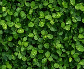 Sticker - Lush green leaves glisten with morning dew in a tropical garden