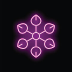 Poster - Neon pink snowflake icon is glowing on a dark background