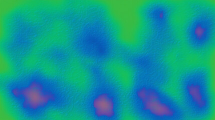 Abstract digital heat map with vibrant gradient hues of blue and green forming irregular amoeba-like shapes in a pixelated, textured appearance. Modern and conceptual thermal scan-inspired design.