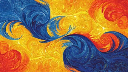 Poster - Colorful abstract painting featuring bold shapes and vibrant hues with intricate patterns and textures