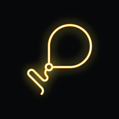 Poster - Neon sign of a yellow balloon floating with string on a black background