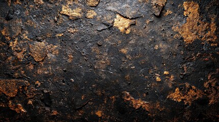 Poster - Black and brown wall surface featuring a rust pattern with texture and detail in an industrial setting