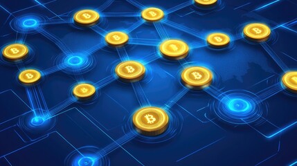 Poster - A digital representation of blockchain nodes connecting across a glowing global map.