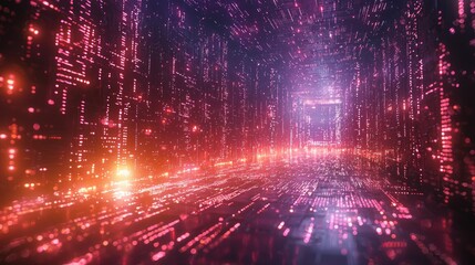 Abstract digital tunnel, glowing data stream, futuristic background, tech concept