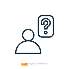Poster - A simple graphic depicting a person with a question mark, symbolizing inquiry or uncertainty.  line style icon