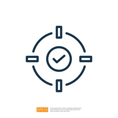 Poster - a green checkmark within a circular target design, symbolizing accuracy, completion, or focus. It conveys a sense of achievement or validation.  line style icon