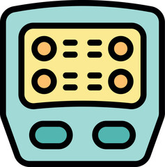 Poster - Electronic device featuring a display with circles and lines, potentially indicating data or controls, and two buttons at the bottom
