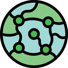Poster - Green dots are connected by lines on planet earth, symbolizing a global network