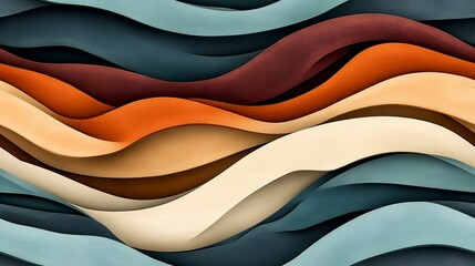 Canvas Print - Abstract wavy layers, earthy tones, background texture, design element, website banner