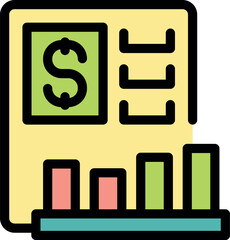 Poster - Business document with dollar symbol and increasing bar graph, representing financial growth and investment success