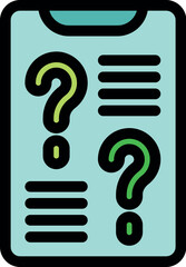 Poster - mobile phone screen displaying online survey with question marks, representing online questionnaires