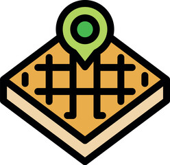 Poster - Location pin pointing a specific place on an isometric map with grid, perfect icon for apps and websites