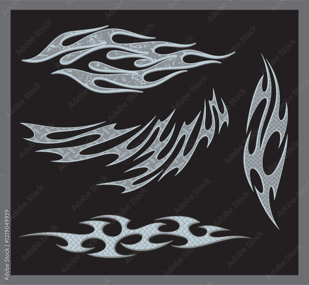 Silver Fire Vector Vector silver textured flames for vehicle vinyl decals and wraps over ...
