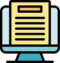 Poster - Desktop computer displaying an online document with text and headline, representing online reading, digital documents, and accessing information via computer