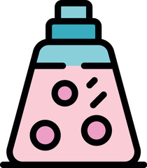 Poster - Pink liquid with round particles inside an erlenmeyer flask, suggesting a scientific experiment or chemical analysis is taking place
