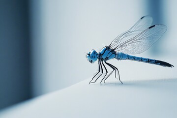 Poster - Blue Dragonfly on White Surface