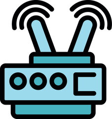 Poster - Router emitting strong wifi signal, ensuring seamless connectivity for multiple devices