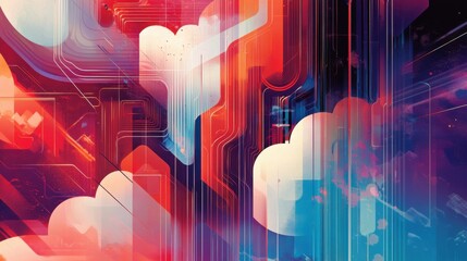 Poster - abstract colorful digital artwork showcasing vibrant geometric patterns and dynamic lines