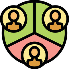 Poster - Three professionals collaborating, symbolizing teamwork, diversity, and shared contribution within a structured network