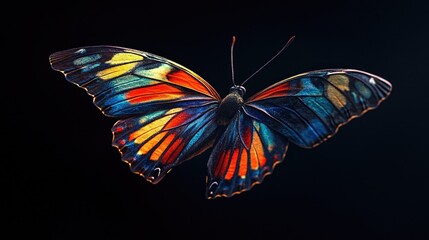 Poster - Colorful butterfly on black background,