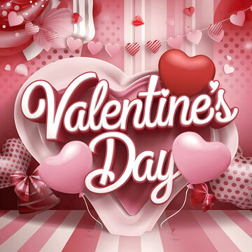 Valentines Day greeting card with hearts