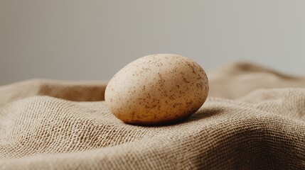 Poster - 3D Clay Rendered Potato with Earthy Tones on Textured Fabric Background