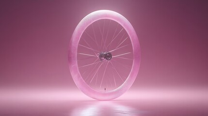 Poster - Pink Bicycle Wheel Abstract Design Minimalist Art
