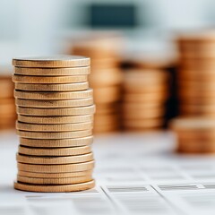 school management policies strategy Stacked coins on a blurred background, symbolizing savings and financial growth.