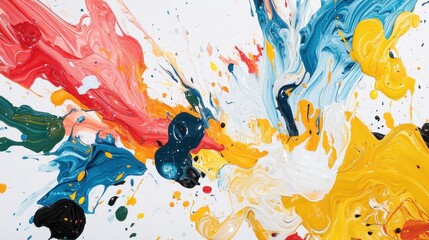 Poster - Chaotic Burst of Colorful Paint Representing Stormy Volatility in Dynamic Abstract Artwork