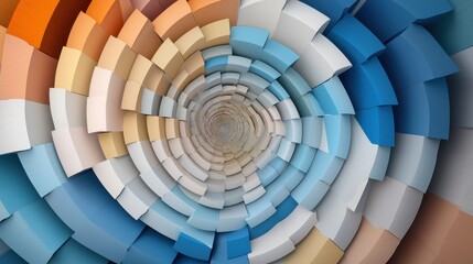 Poster - Fractal Design Illustrating Business Growth and Expansion with Circular Patterns in Soft Blue, Beige, and Orange Tones