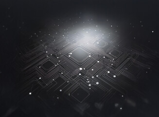 Aufkleber - Abstract image depicting a glowing circuit board, suggesting technological advancement and digital innovation.  The central light source adds depth and intrigue to the complex circuitry.