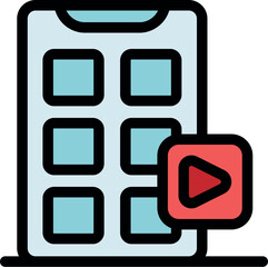 Poster - mobile phone displaying video platform grid and play button, symbolizing online entertainment and st